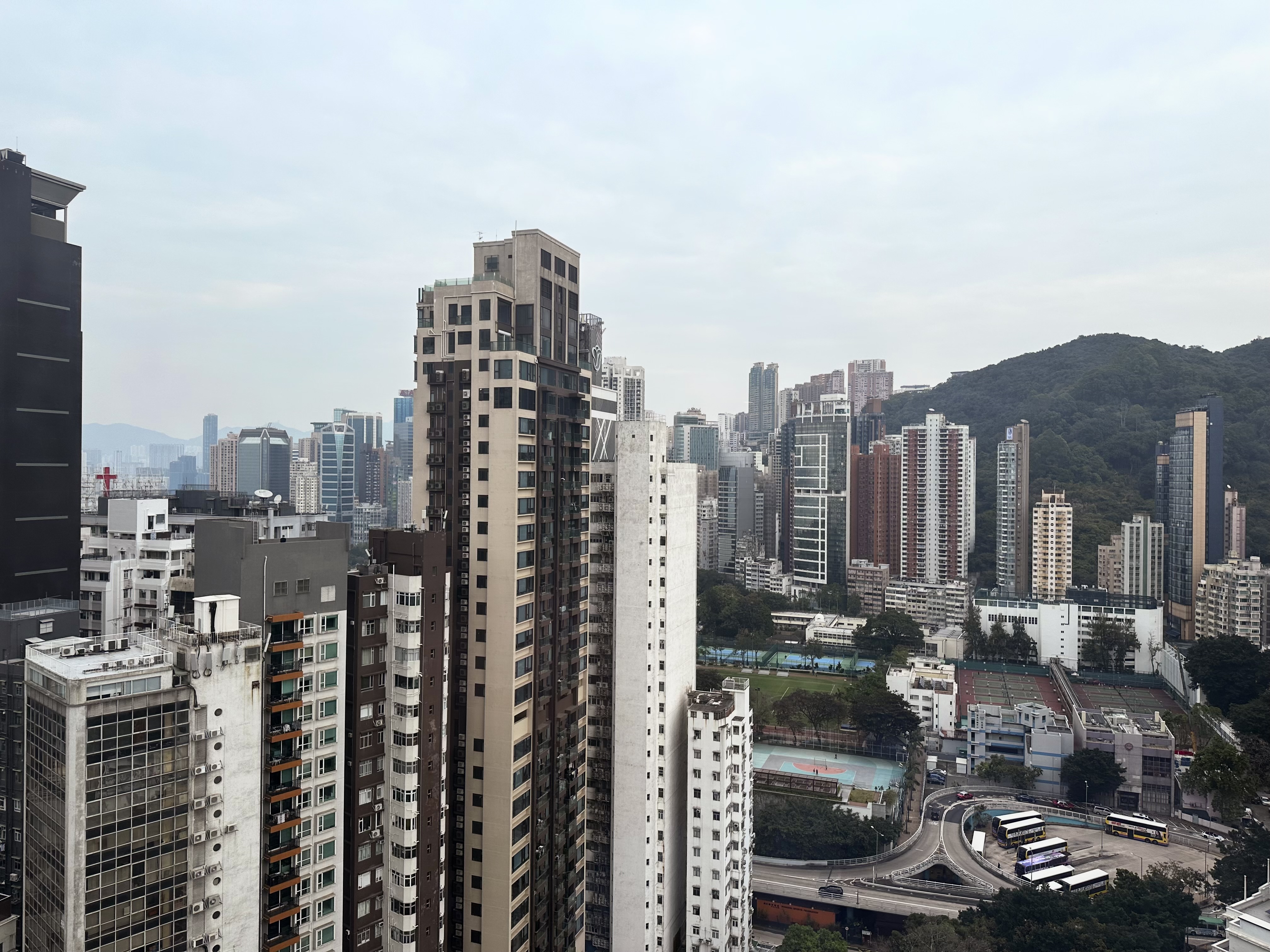 A view across Hong Kong toward Tai Hang and Braemar hill behind.
