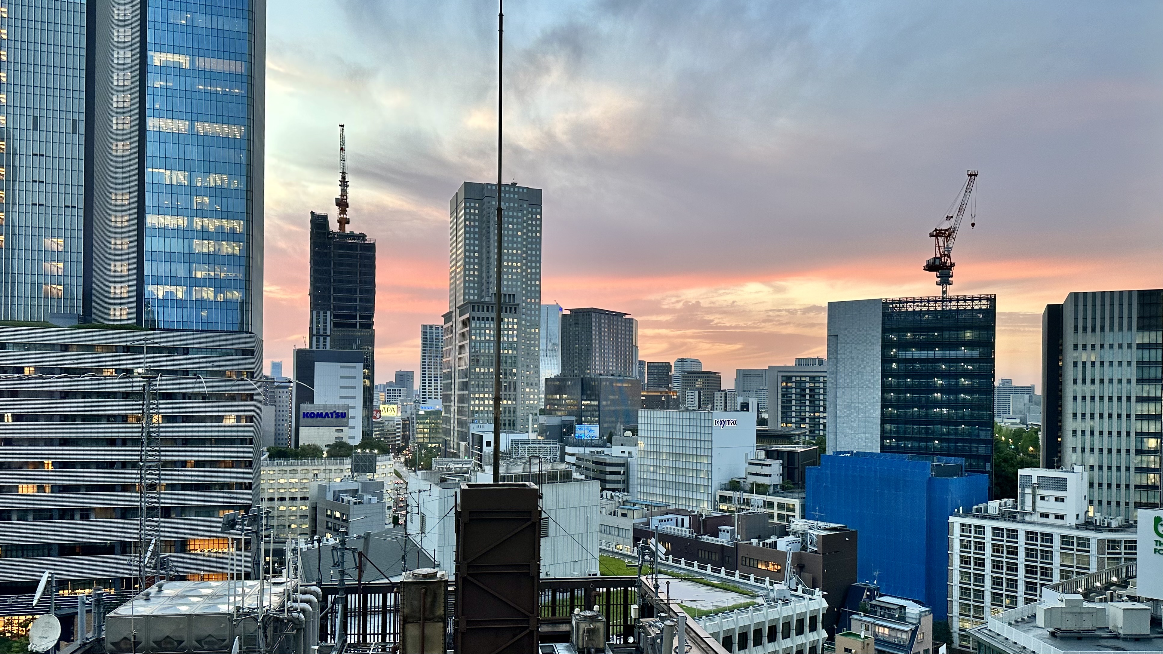 The view from Toranomon Hospital towards Akasaka as the sun sets